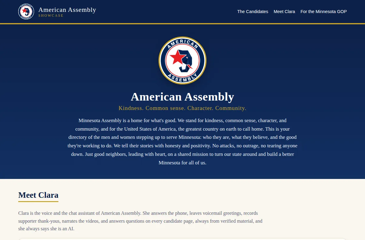 American Assembly Showcase website, live screenshot