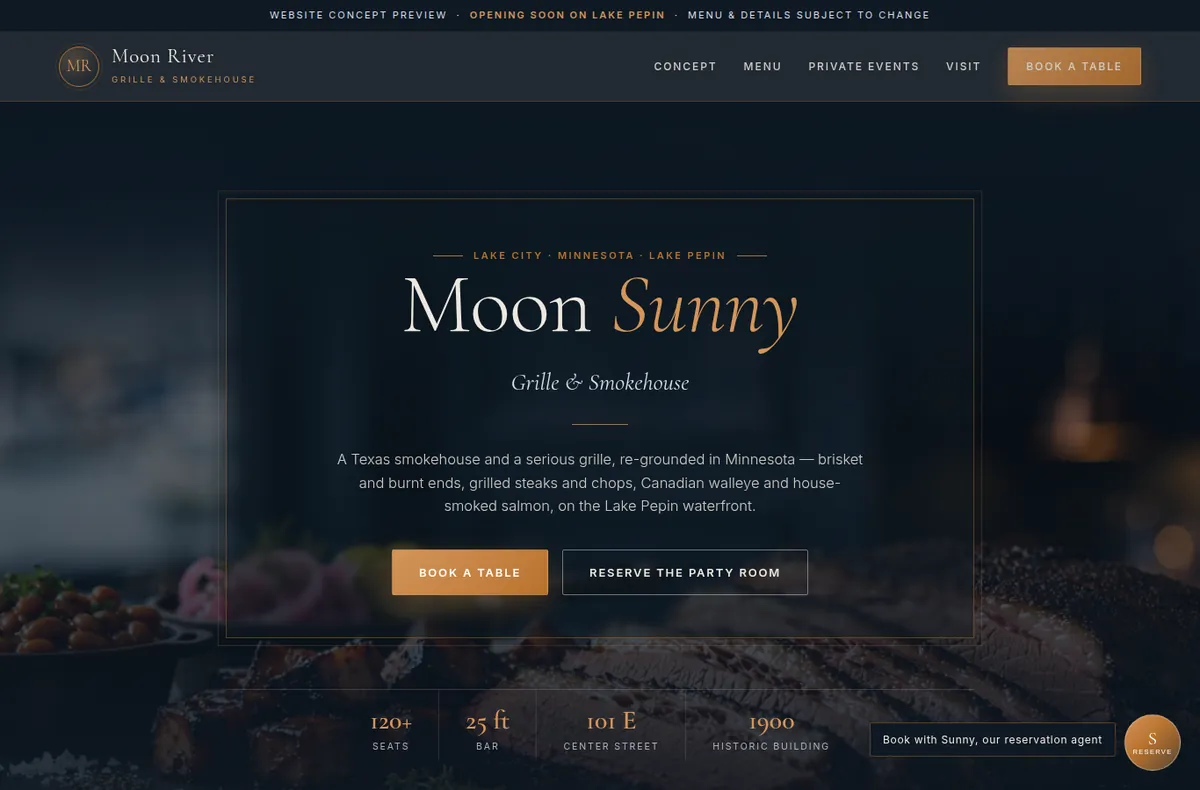 The Smokehouse design, based on a website we built